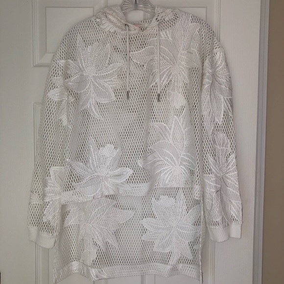 Free People Tops - High Low floral mesh Free People hooded top